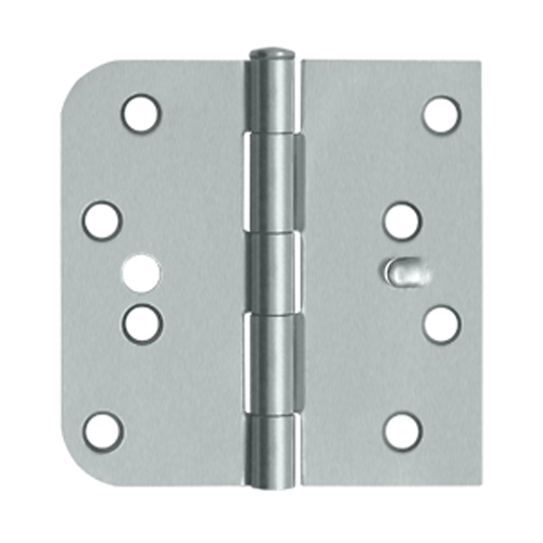4 Inch x 4 Inch Steel Hinge (5/8 Radius x Square Corner, Brushed Chrome Finish) DELTANA