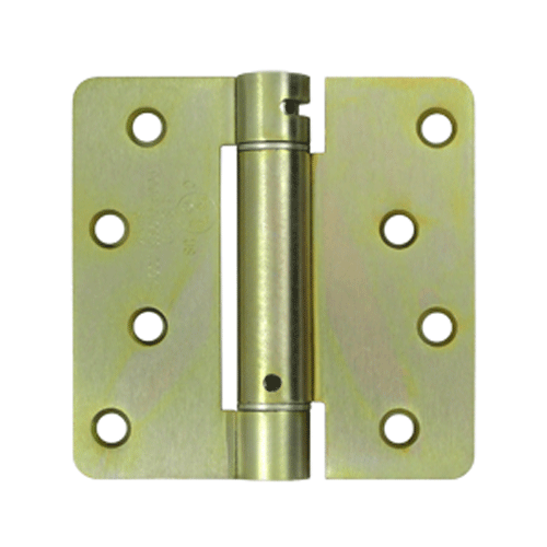 4 Inch x 4 Inch Steel Spring Hinge (1/4 Radius Corner, Zinc Dichromate Finish) DELTANA