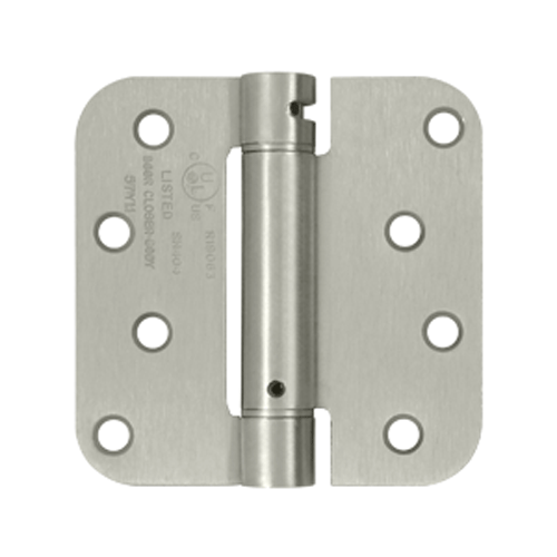 4 Inch x 4 Inch Steel Spring Hinge (5/8 Radius Corner, Brushed Nickel Finish) DELTANA