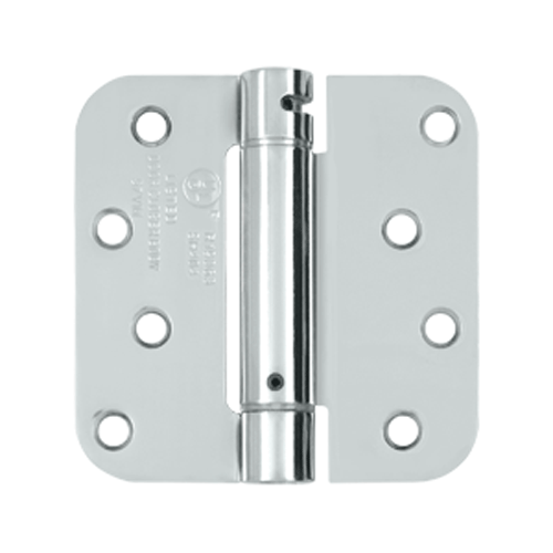 4 Inch x 4 Inch Steel Spring Hinge (5/8 Radius Corner, Chrome Finish) DELTANA