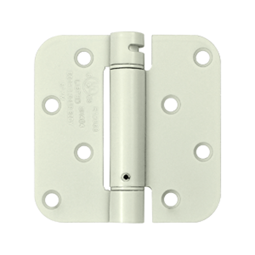 4 Inch x 4 Inch Steel Spring Hinge (5/8 Radius Corner, White Finish) DELTANA