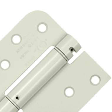 4 Inch x 4 Inch Steel Spring Hinge (5/8 Radius x Square Corner, White Finish) DELTANA