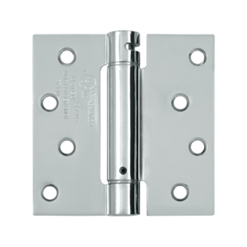 4 Inch x 4 Inch Steel Spring Hinge (Square Corner, Chrome Finish) DELTANA