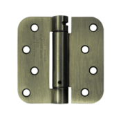 4 Inch x 4 Inch TT Steel Spring Hinge (5/8 Radius Corner, Antique Brass Finish) DELTANA