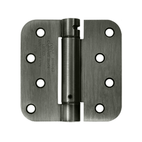 4 Inch x 4 Inch TT Steel Spring Hinge (5/8 Radius Corner, Antique Nickel Finish) DELTANA
