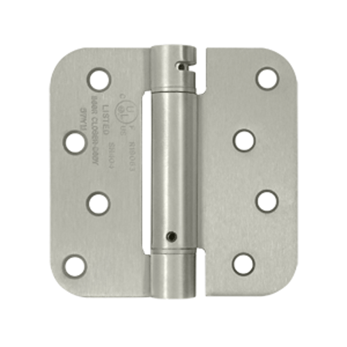 4 Inch x 4 Inch TT Steel Spring Hinge (5/8 Radius Corner, Brushed Nickel Finish) DELTANA