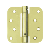 4 Inch x 4 Inch TT Steel Spring Hinge (5/8 Radius Corner, Polished Brass Finish) DELTANA