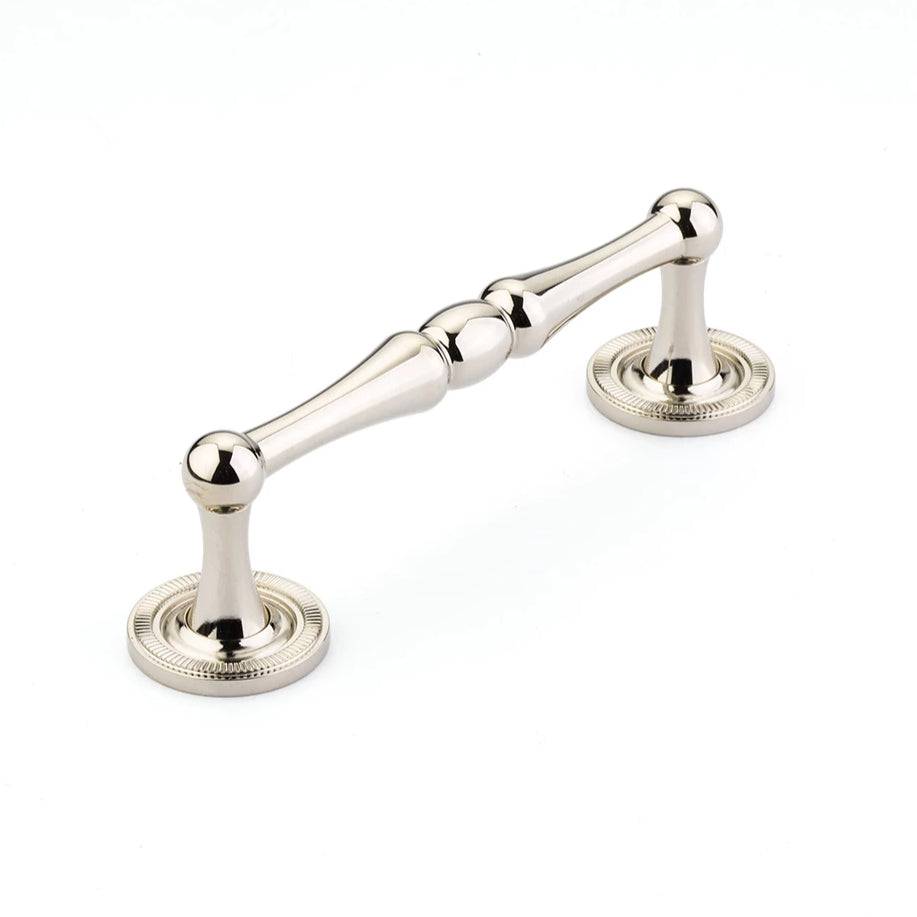 4 1/2 Inch (4 Inch c-c) Atherton Pull with Knurled Footplates (Polished Nickel Finish) SCHAUB