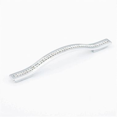 7 1/2 Inch (5 Inch c-c) Skyevale Cabinet Pull with Crystals (Polished Chrome Finish) SCHAUB