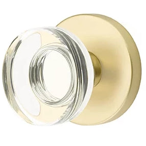 Modern Disc Crystal Door Knob Set With Disc Rosette (Several Finish Options) EMTEK