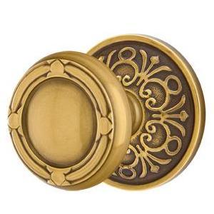 Solid Brass Ribbon & Reed Door Knob Set With Lancaster Rosette (Several Finish Options) EMTEK
