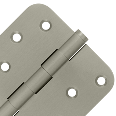 4 Inch X 4 Inch Solid Brass Zig-Zag Hinge (5/8 Radius Corner, Brushed Nickel Finish) DELTANA