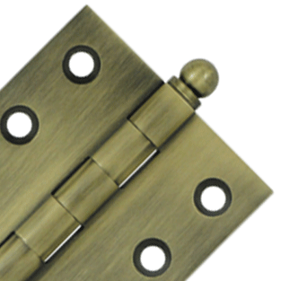 2 Inch x 2 Inch Solid Brass Cabinet Hinges (Antique Brass Finish) DELTANA