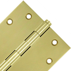 4 1/2 Inch X 4 1/2 Inch Solid Brass Square Hinge Interchangeable Finials (Polished Brass Finish) DELTANA