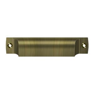4 Inch Solid Brass Rectangular Shell Cabinet & Furniture Cup Pull (Several Finishes Available) DELTANA