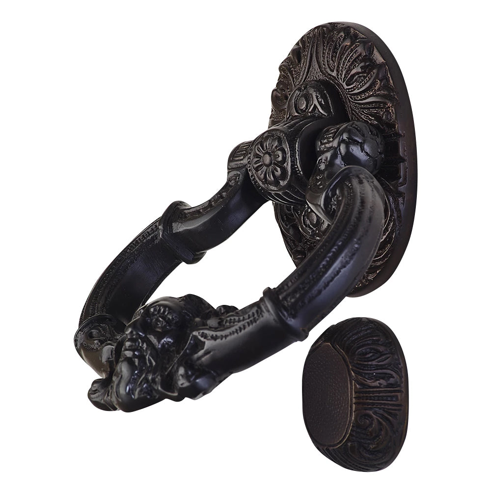 7 Inch (3 3/8 Inch c-c) Neptune Door Knocker in Solid Brass (Black Bronze Finish) COPPER MOUNTAIN HARDWARE