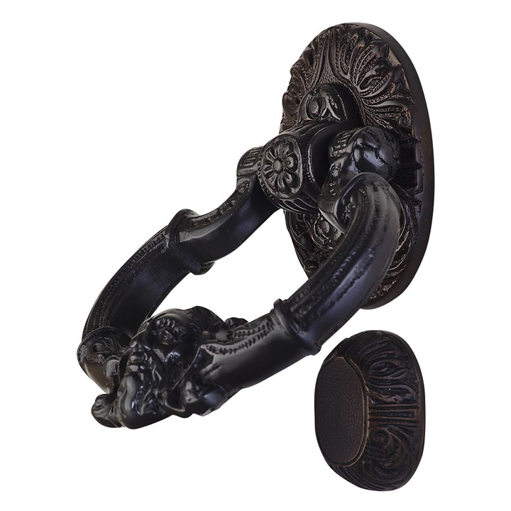 7 Inch (3 3/8 Inch c-c) Neptune Door Knocker in Solid Brass (Black Bronze Finish) COPPER MOUNTAIN HARDWARE
