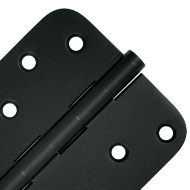 4 Inch X 4 Inch Solid Brass Zig-Zag Hinge (5/8 Radius Corner, Paint Black Finish) DELTANA