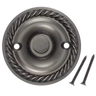 2 1/3 Inch Diameter Solid Brass Doorbell Button Antique Nickel Finish DELTANA