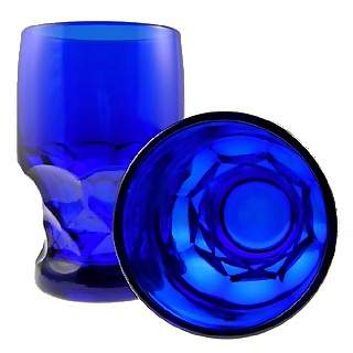 12 Ounce Cobalt Blue Glass Georgia Tumbler 5 1/4 Inch Tall - Set of Four COPPER MOUNTAIN HARDWARE